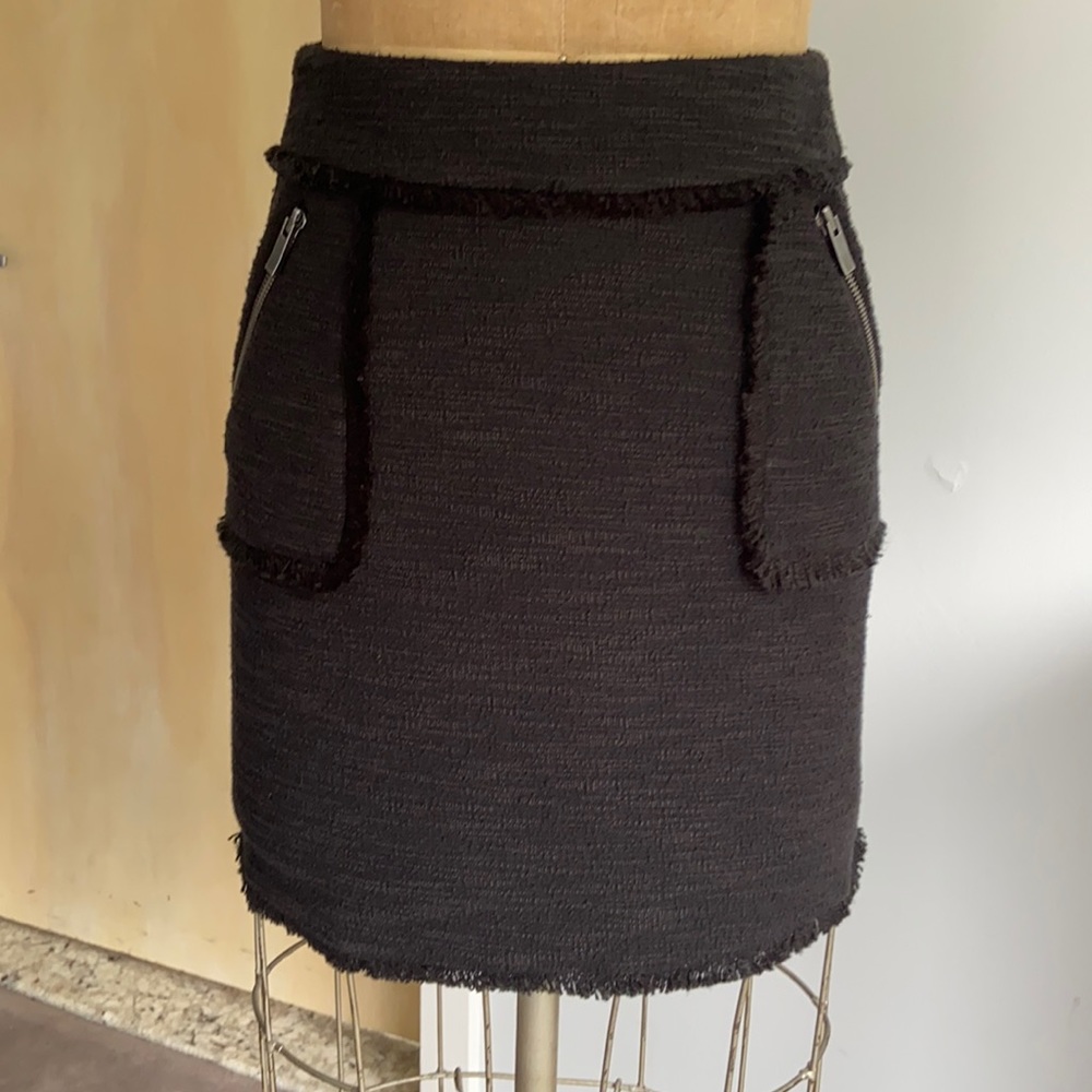Black 1.State skirt tweed fringe unworn size small
